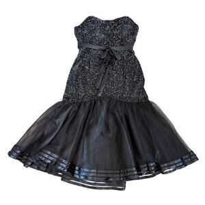 Strapless Beaded Dress 10 Empire Waist‎ Tulle Whimsigoth Fairy Grunge Celestial